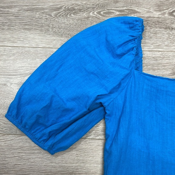 Zara Smocked Puff Sleeve Cropped Square Neck Blouse S - Picture 14 of 15